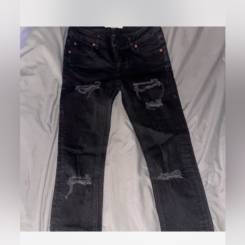 Off-White Black Distressed Women Jeans